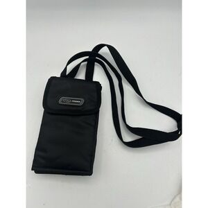 Fossil Black Nylon‎ Trifold Crossbody Travel Purse Wallet w Adjustable Strap